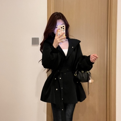 蓝色星球韩系小个子灯笼袖风衣