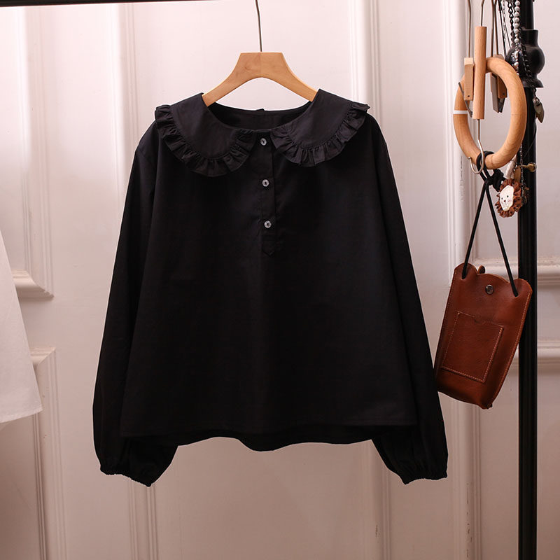 日系娃娃领白衬衫打底衫百搭减龄