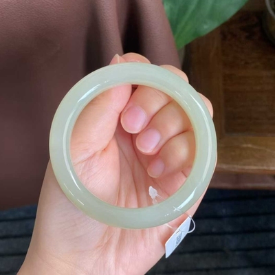 圈口59.3高品质天然和田玉冰种浅晴水手镯女士正品