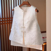 上衣 小个子提花设计感盘扣背心唐装 新中式 国风马甲女2025春秋新款