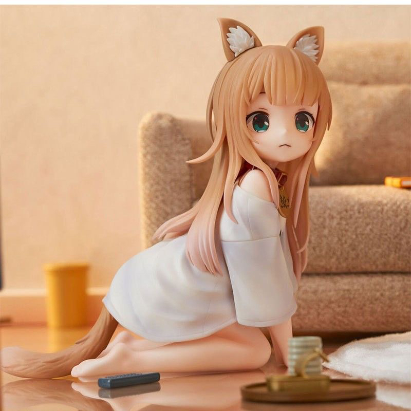 我家的猫是可爱女孩猫娘黄豆粉跪姿机箱公仔摆件手办模型