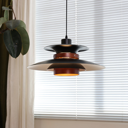 法式复古黑色PH5餐厅吊灯中古美式胡桃木色卧室书房吧台高级感灯