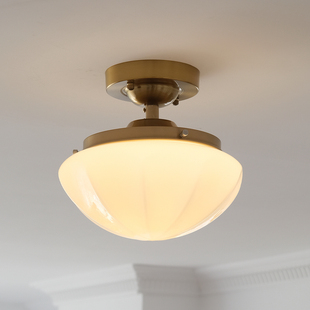 北欧简约复古卧室过道阳台衣帽间餐厅灯 中古奶油吸顶灯 西早 法式