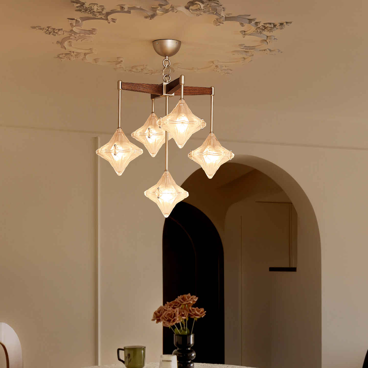 西早法式中古星星吊灯餐厅灯卧室主灯别墅楼梯复式高级轻奢客厅灯