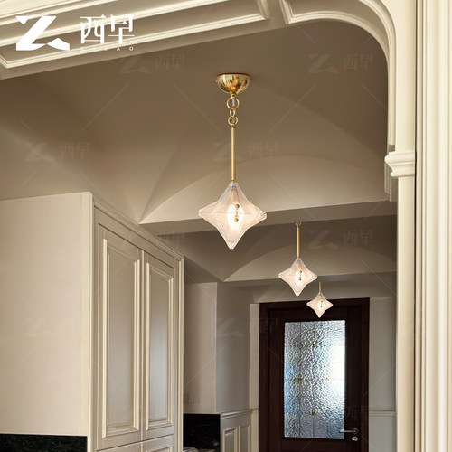 星星法式奶油风玄关吊灯阳台床头走廊过道岛台美式复古吧台灯西早