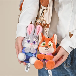 迪士尼正版 疯狂动物城2疯狂假日毛绒挂件尼克朱迪玩偶公仔钥匙扣