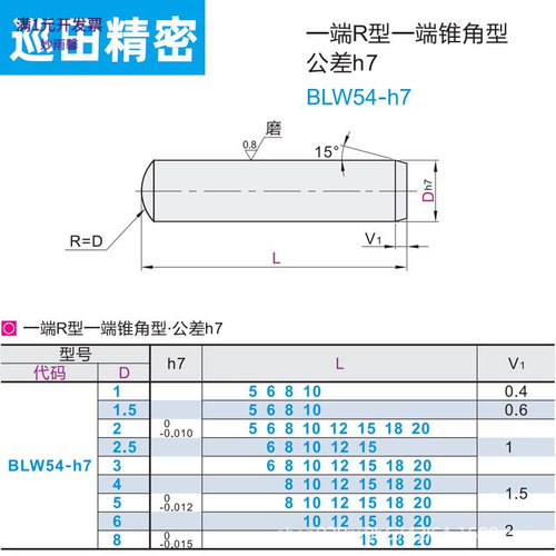 精密h7负公差不锈钢圆柱销替怡BL