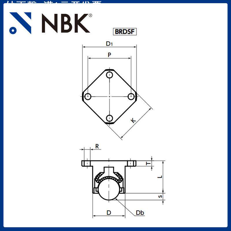 NBK BRDSF 球形滚子（柱塞型）朝下用球形滚子角法兰型无电解镀镍