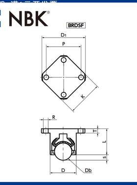 NBK BRDSF 球形滚子（柱塞型）朝下用球形滚子角法兰型无电解镀镍