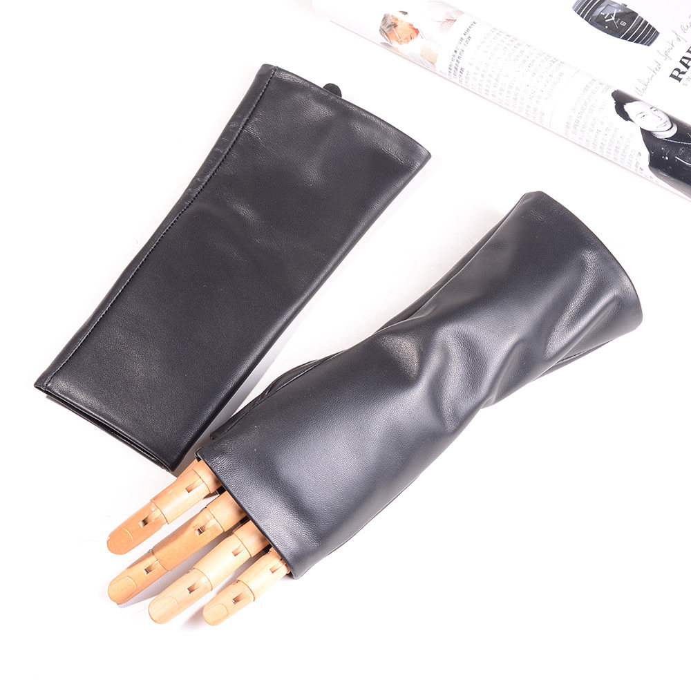 半指手套女真皮无指机车露指哈雷手套朋克舞台时尚绵羊皮短款手套