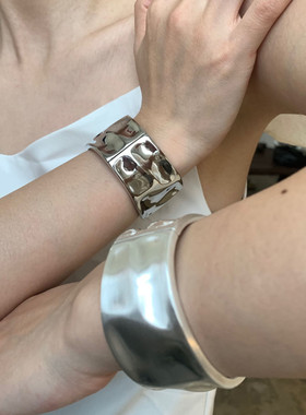 欧美ins冷淡风个性凹凸金属质感合金开口手镯手环网红爆款拍照