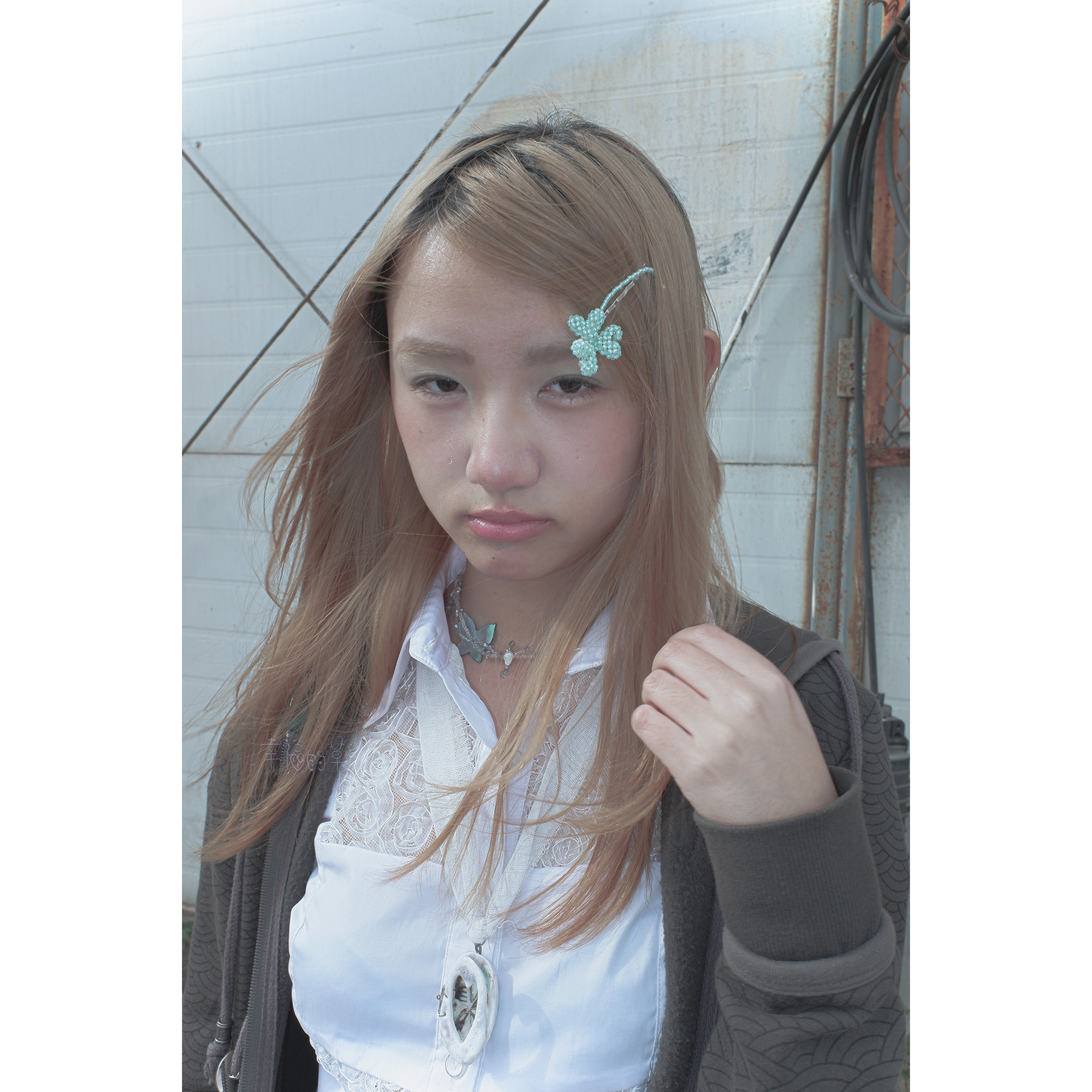 幸福的草-小草串珠一字夹 发夹 清新自然 手工串珠