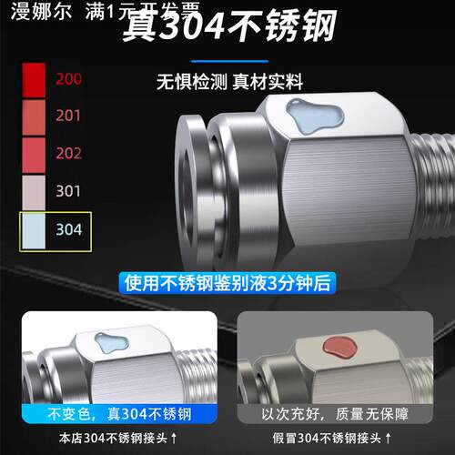 直销304不锈钢快拧气管接头PC8-02螺纹直通6-02气动快速快插
