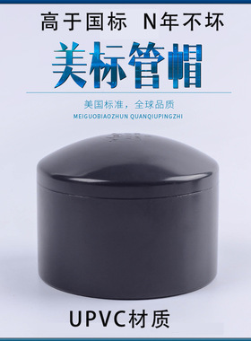 美标UPVC管帽pvc黑色管堵SCH80塑料配件英制日标管件深灰色堵头