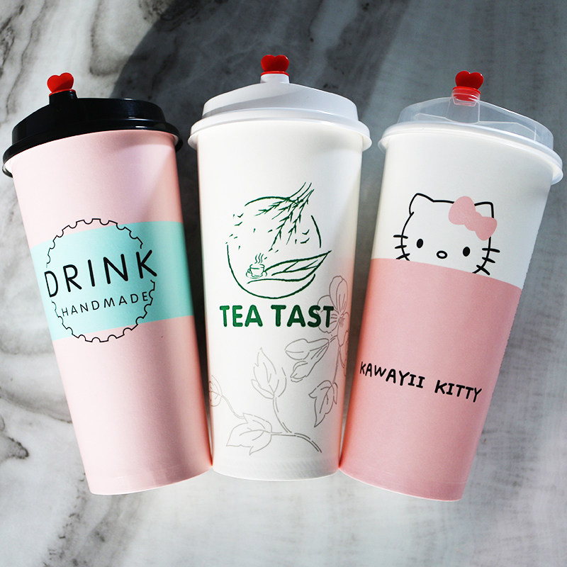 一次性咖啡杯 奶茶杯子500ml商用加厚热饮豆浆杯打包纸杯带盖定制,餐饮具,纸杯,淘宝优惠券,粉丝福利购,淘宝优惠卷