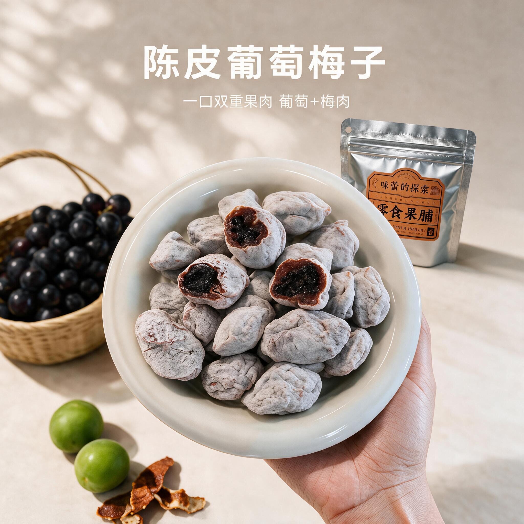 【陈皮葡萄梅子】 无核话梅抱葡萄 酸甜开胃蜜饯孕妇零食潮汕特产