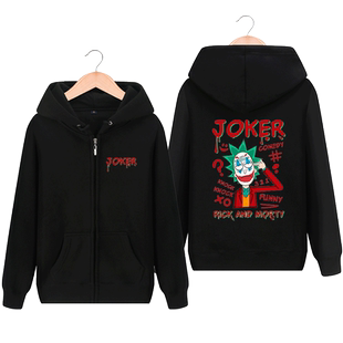 瑞克与莫蒂联名小丑JOKER周边连帽开衫上衣男宽松休闲潮夹克外套