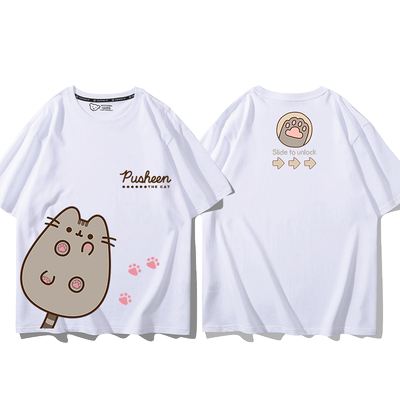 可爱猫Pusheen胖吉猫周边短袖男女儿童夏季纯棉百搭休闲T恤衣服潮