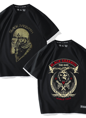 罗伯特唐尼同款钢铁侠复仇者黑色安息日BLACK SABBATH短袖T恤半袖