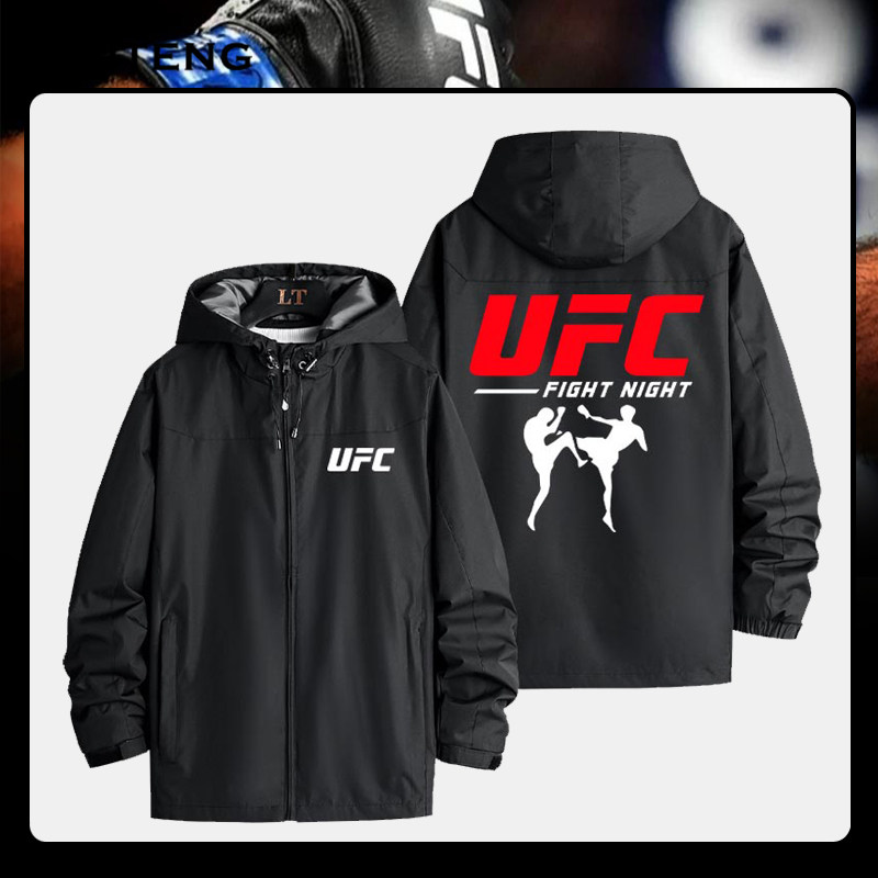 UFC终极综合格斗拳击散打格斗连帽上衣男女秋冬加绒百搭夹克外套