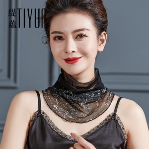 护颈小围脖女夏季真丝丝巾薄款套头韩版百搭桑蚕丝假领子防晒脖套
