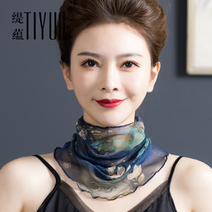 护颈小围脖新款 防晒脖套女套头真丝围巾假领子桑蚕丝丝巾 2025夏季
