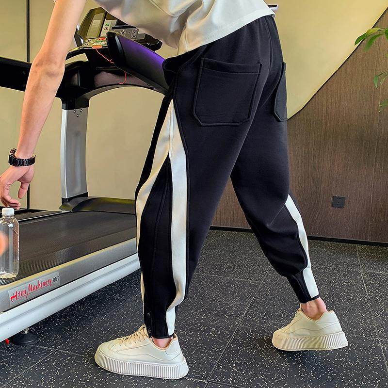 男士裤子潮牌九分哈伦裤秋冬季束脚运动裤2024新款加绒休闲裤卫裤