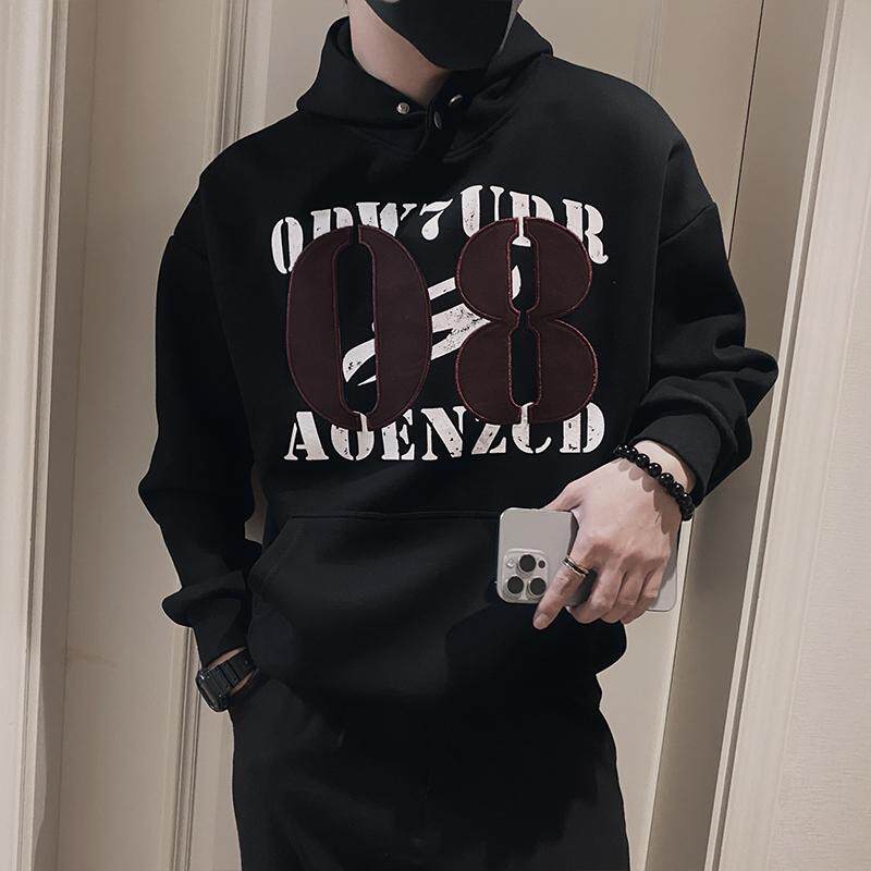 美式连帽重磅卫衣男ins潮牌长袖上衣2025春季新款套头外套青少年