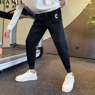 男士卫裤春秋季小个子痞帅束脚九分裤春季2025新款爆款休闲长裤子