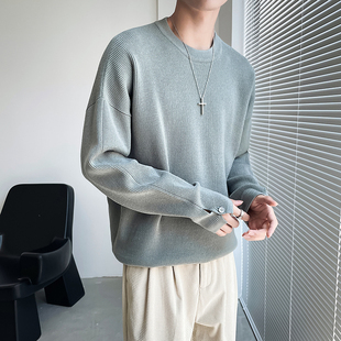 高档男士毛衣春秋季款轻熟风宽松圆领针织冬装高级感打底线衫外套