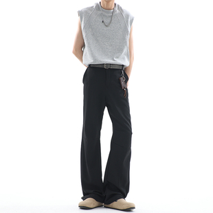 2025夏季新款冰丝微喇西裤男款潮牌痞帅高街休闲长裤子修身显瘦