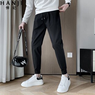男士裤子春夏季2025新款修身束小脚夏装潮牌痞帅炸街休闲九分长裤