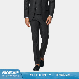 长裤 商务男士 SUITSUPPLY灰色S110支羊毛直筒修身