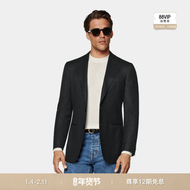 SUITSUPPLY外套深灰色S120支羊毛男士西装上衣休闲