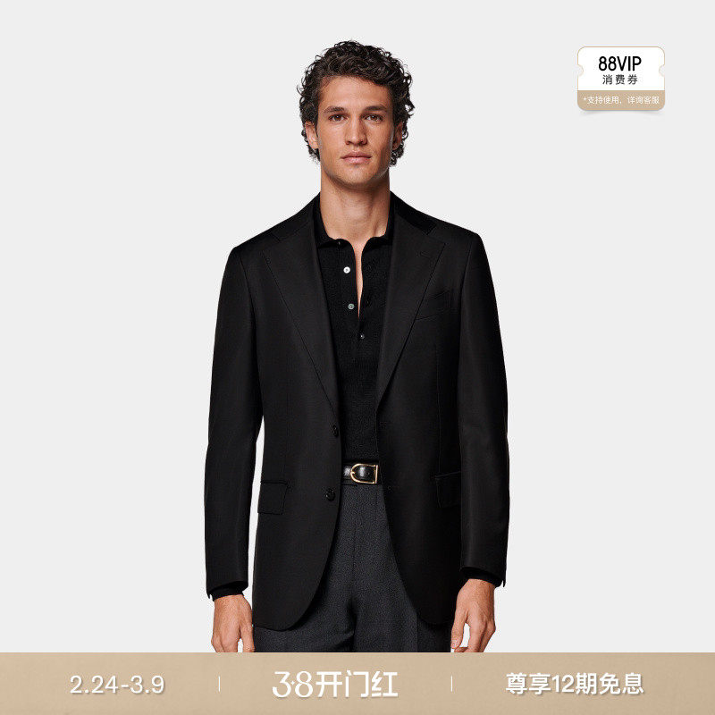 SUITSUPPLY黑色西服外套S110支羊毛男士西装上衣