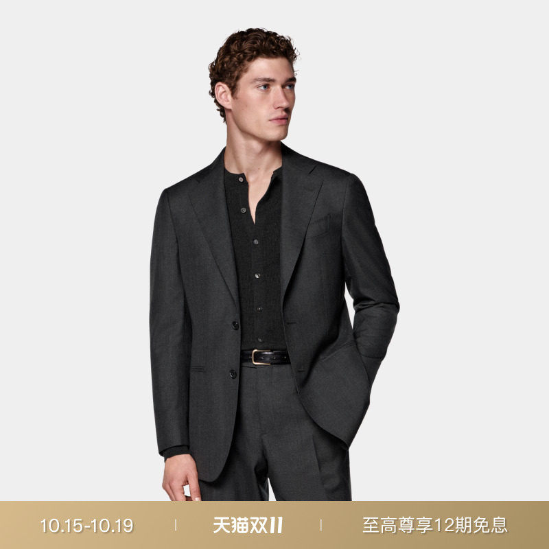 SUITSUPPLY深灰色热带羊毛合体身型西装上衣外套