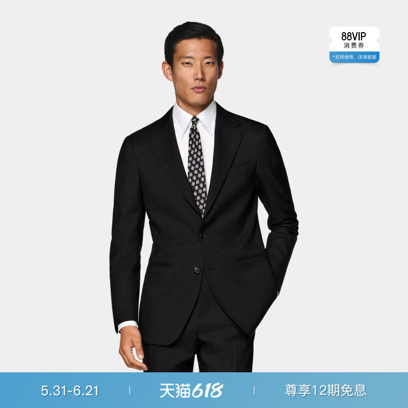 26夏季新品SUITSUPPLY黑色热带羊毛单排扣西装上衣外套