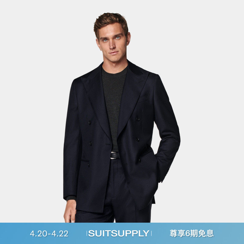 SUITSUPPLY外套藏青色S110支羊毛男士西装上衣经典
