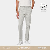 卡其裤 26春夏新品 SUITSUPPLY浅灰色棉混纺直筒修身