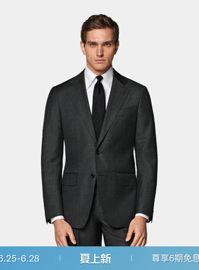 经典热卖-SUITSUPPLY深灰色S110支羊毛男士西装套装