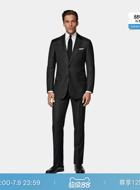 SUITSUPPLY深灰色S130支羊毛休闲男士西装套装