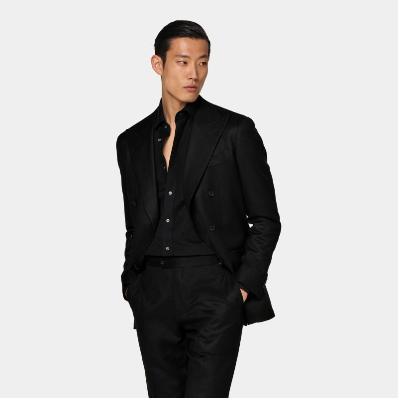 【天猫专享】奥莱SUITSUPPLY-黑色S120支羊毛法兰绒男士西装上衣