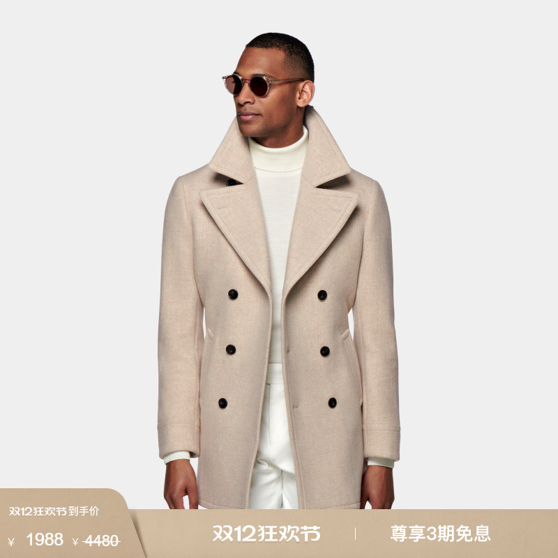 Suitsupply浅棕色羊毛双排扣外套