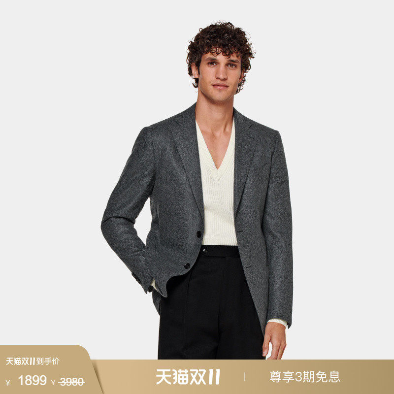 奥莱SUITSUPPLY中灰色羊毛西服外套修身商务男士西装上衣