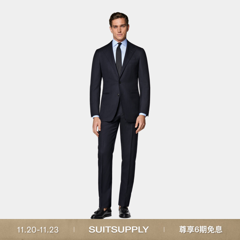 SUITSUPPLY藏青色S150支羊毛西服男士西装套装经典款