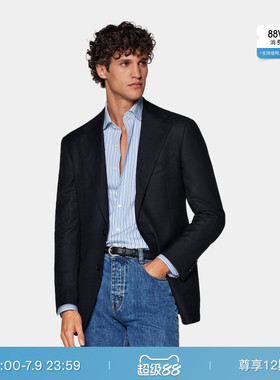 SUITSUPPLY藏青色S130支羊毛外套慵懒男士西装上衣