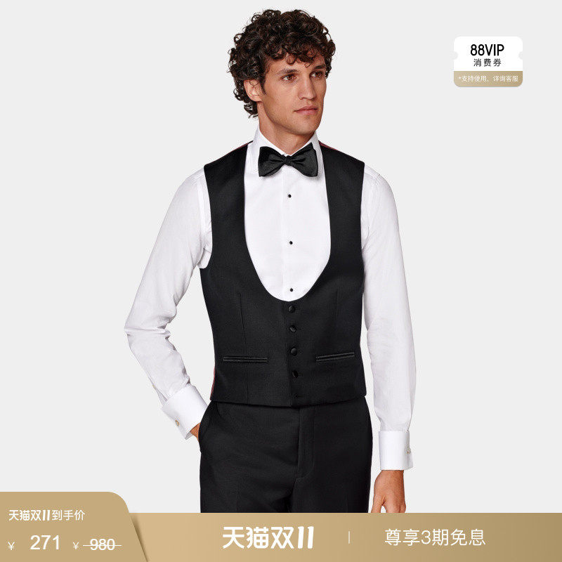 【天猫专享】奥莱SUITSUPPLY黑色礼服背心马甲男士婚礼四季经典款
