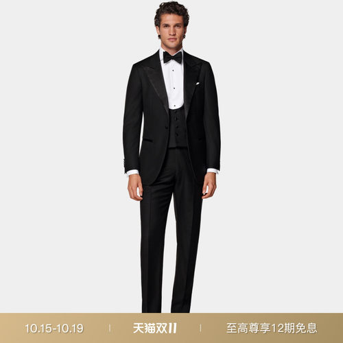 Suitsupply黑色羊毛西装马甲