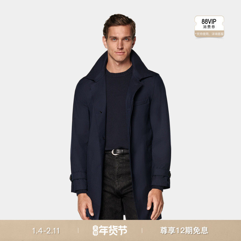 SUITSUPPLY藏青色羊毛休闲男士风衣外套休闲宽松易搭,男装,风衣,淘宝优惠券,粉丝福利购,淘宝优惠卷
