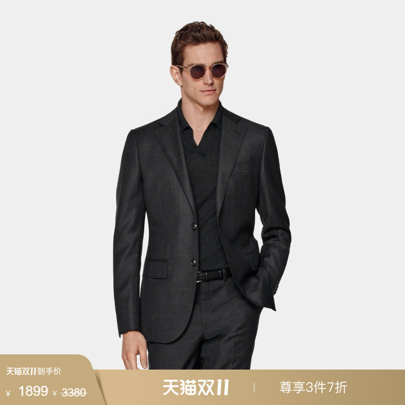 【天猫专享】奥莱SUITSUPPLY深灰色S110支羊毛西服外套男西装上衣